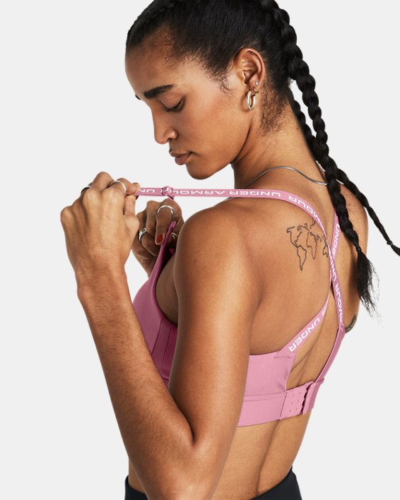 Women's UA Infinity 2.0 Mid Sports Bra in Pink image number 2